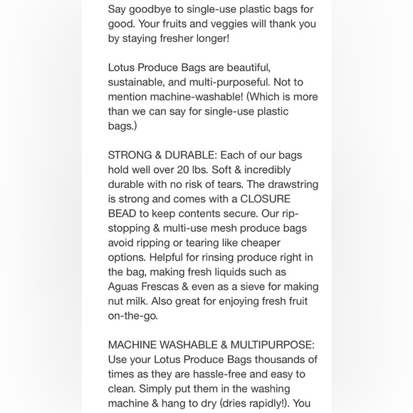 Lotus Reusable Produce Bags - Picture 11 of 12